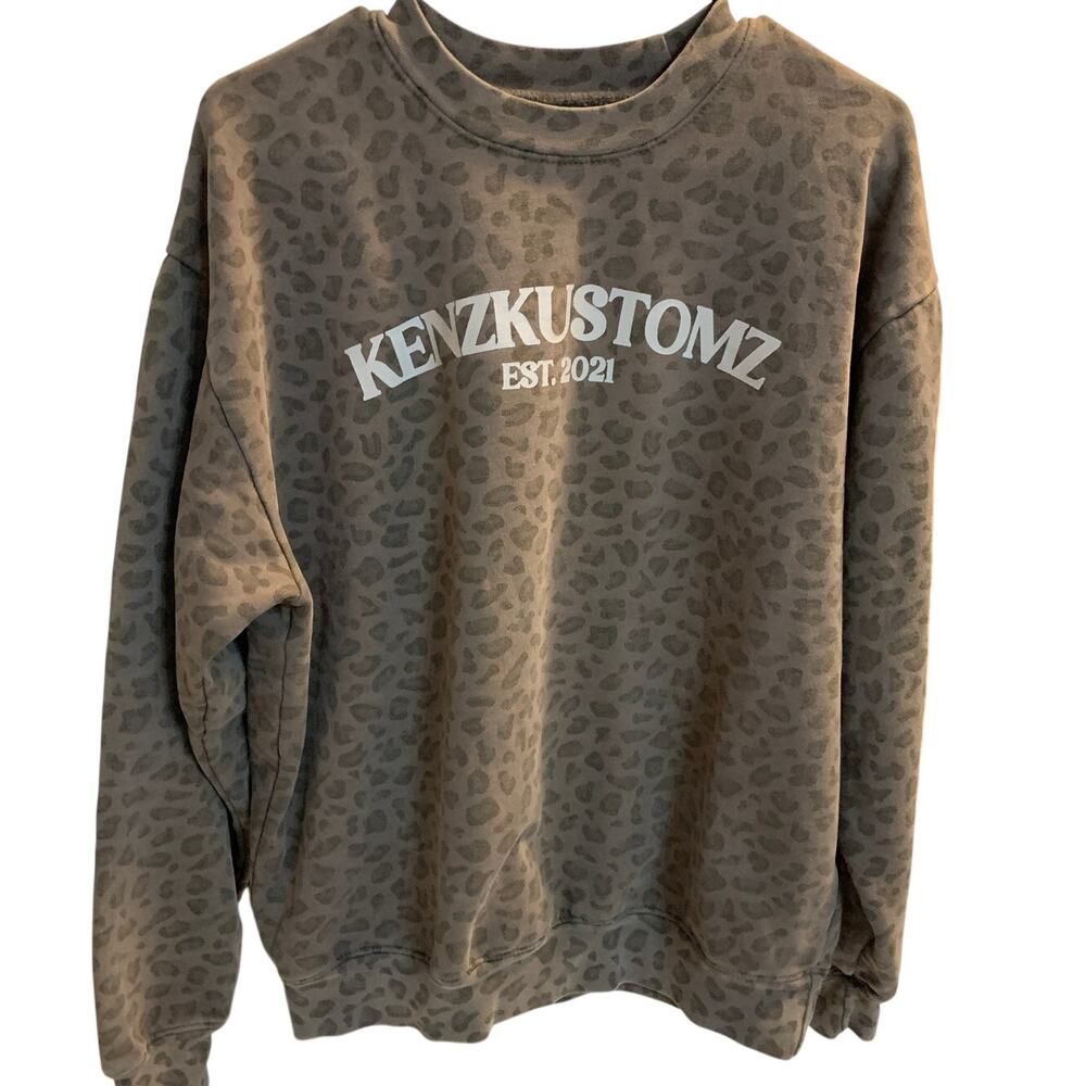 KENZKUSTOMZ CAMO/ANIMAL PRINT COTTON FLEECE SWEATSHIRT MEN'S LARGE